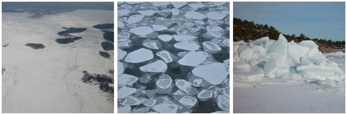 Tre photon av olika slags is.