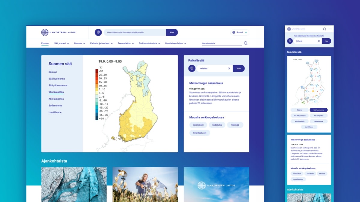 Den nya webbplatsen i skrivbords- och mobilvyn.