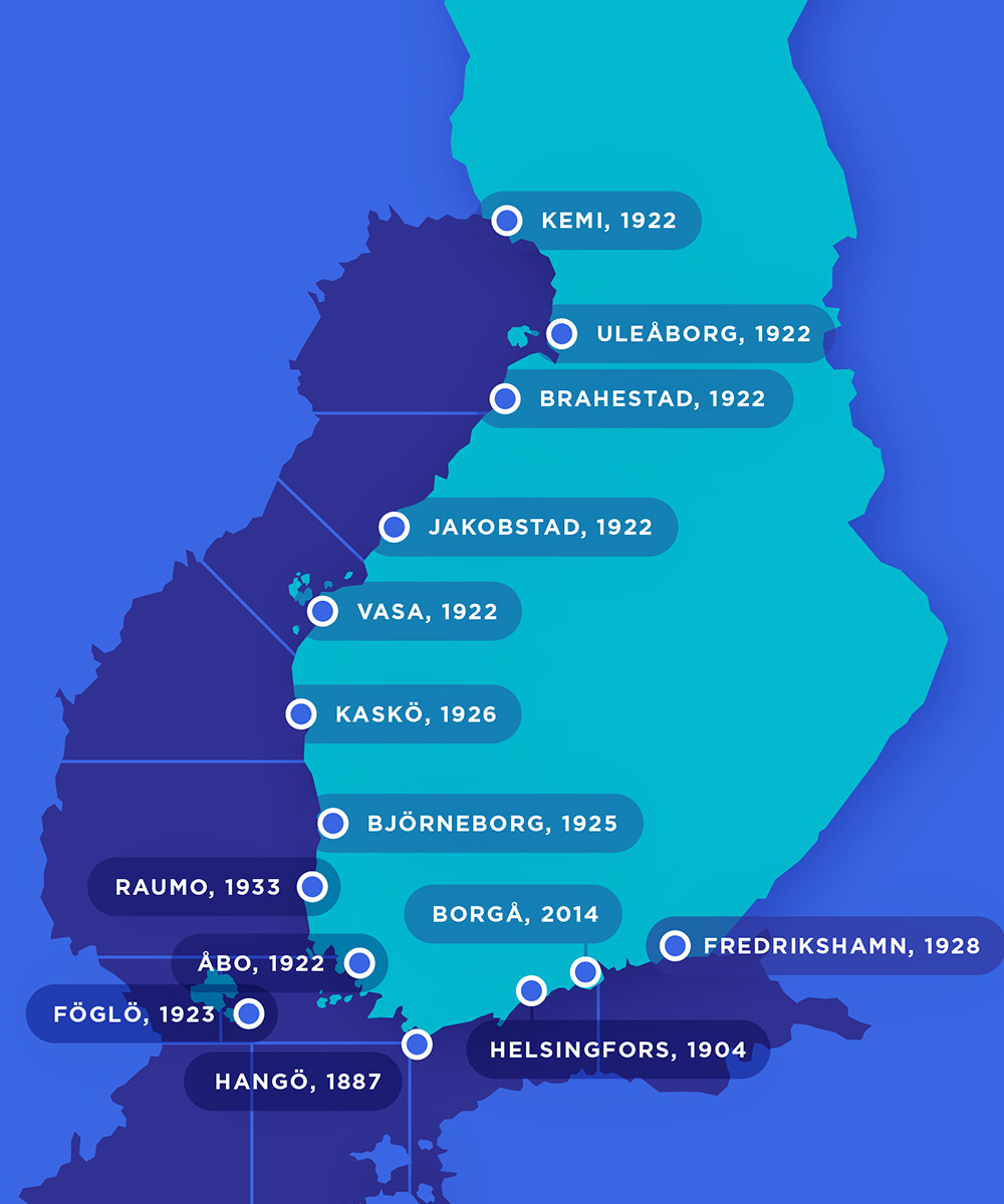 Finska mareograferna på kartan