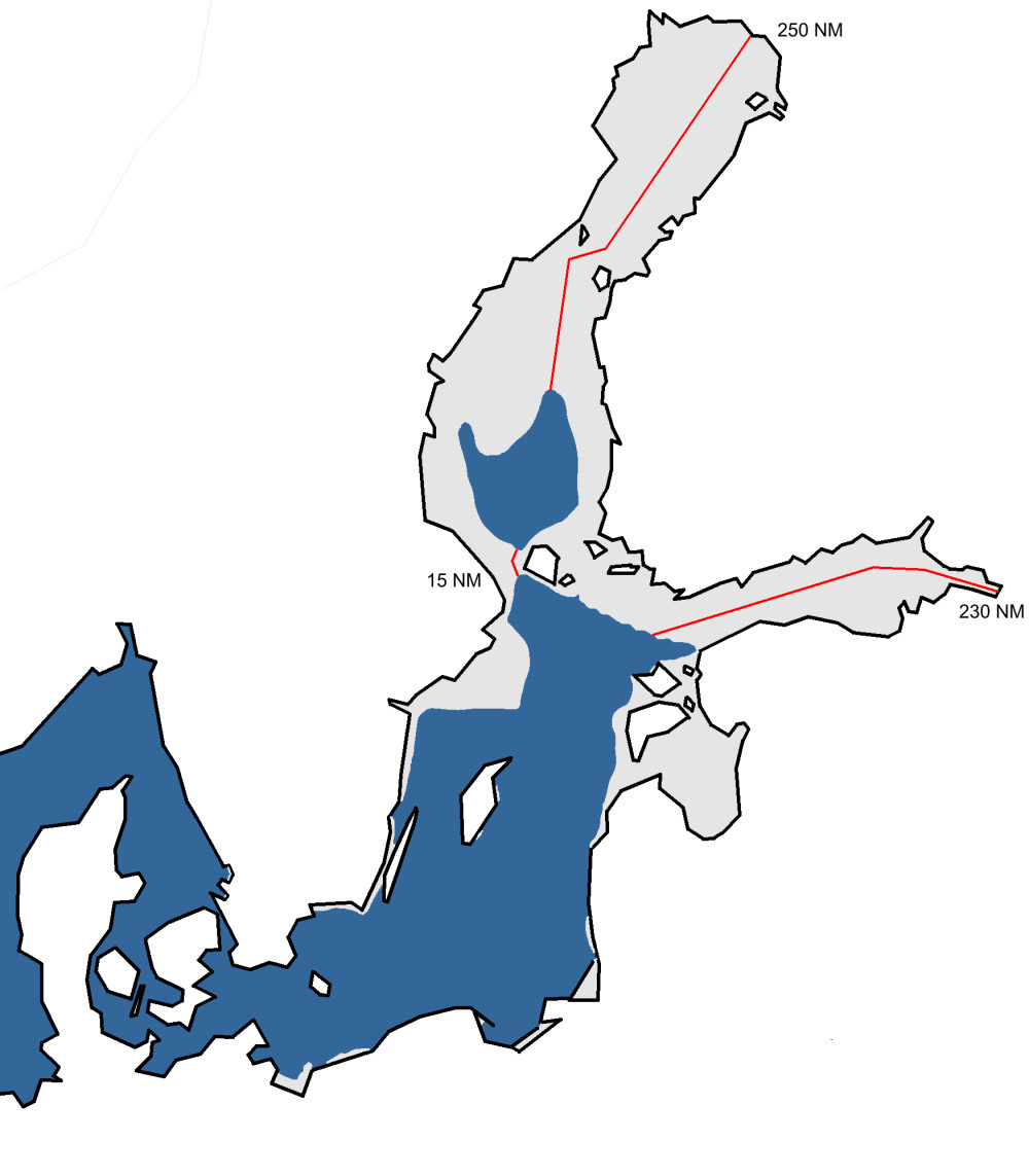 En karta över den största isutbredningen 2013.