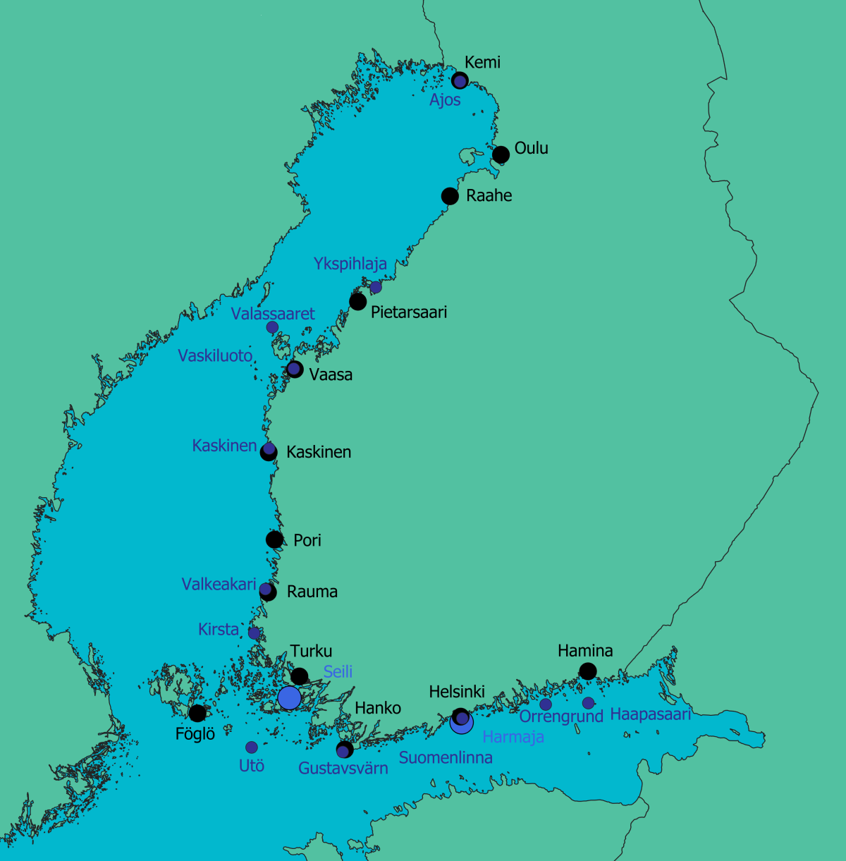 Karta över observationstationer