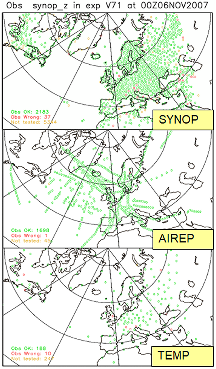 Den geografiska fördelningen av de utnyttjade observationerna visualiseras på kartor.