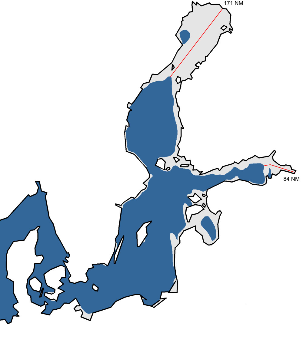 En karta över den största isutbredningen 2014.